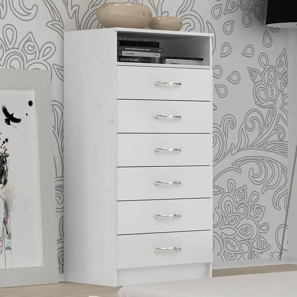 Cômoda Atlas Com 6 Gavetas Para TV Branco Evidência - UN