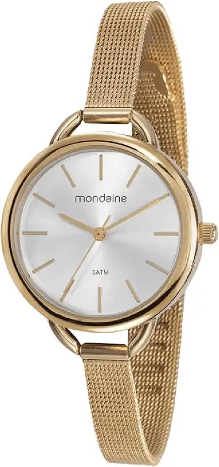 Relógio MONDAINE feminino esteira dourado 53612LPMVDE1