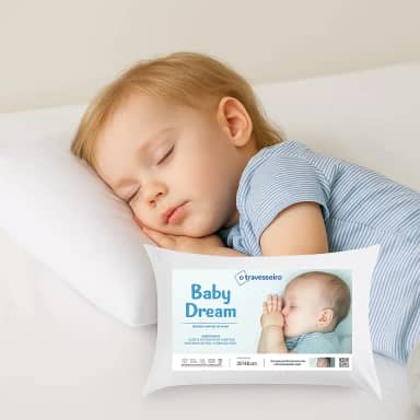 Travesseiro Infantil Antialérgico e Antiácaros Baby Dream 30x40cm, Fibra de Poliéster Siliconada, Lavável à Máquina, para Bebês de 0 à 2 Anos Branco