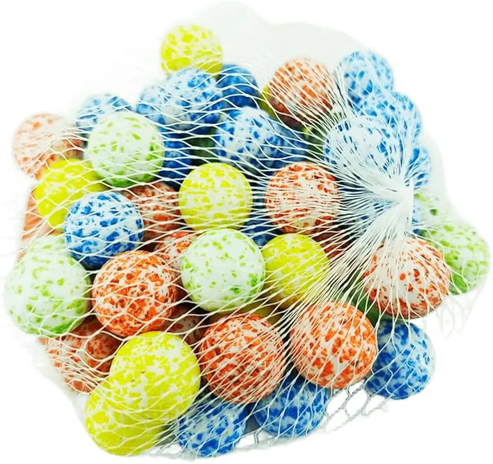 Kit 50 Bolinhas de Gude Brancas Com Brilhinhos 16mm