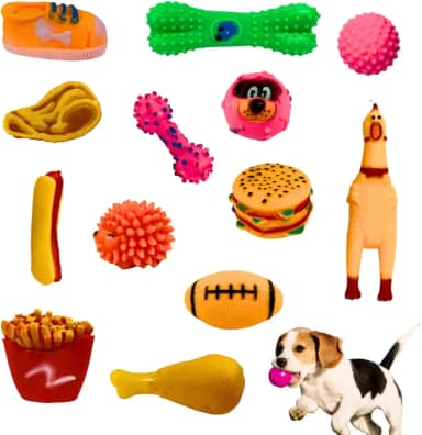 Kit 5 Brinquedo para Filhote Mordedor para cachorros Bolinha Pet Galinha Sonoro