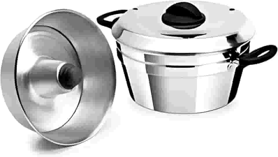 Conjunto de Formas para Pudim Banho Maria 22 cm, 3 em 1, Alumínio Polido, 3.300 ml