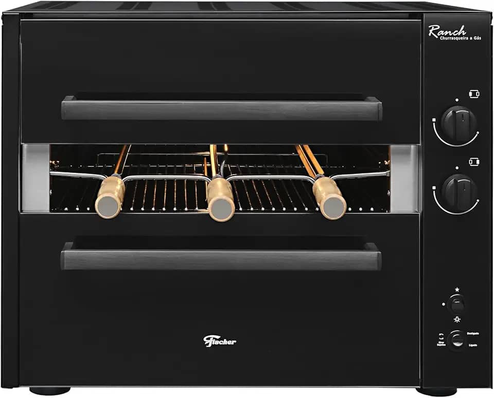 FISCHER CHURRASQUEIRA BANCADA A GÁS RANCH 3 ESPETOS PRETO GLP BIVOLT 36160-101656
