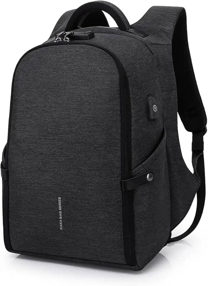 BANGE Mochila Antifurto Impermeável Para Notebooks de Até 15.6 Polegadas e Tablets Possui Cadeado de Código e Trava Acabamento Resistente Qualidade Premium - Preta