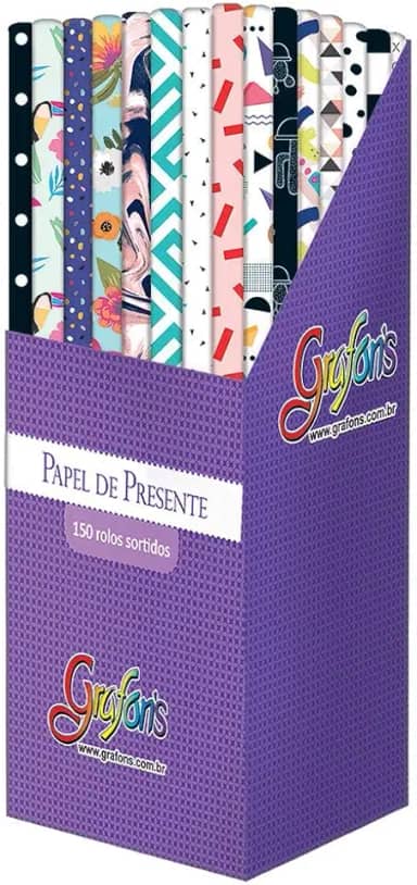 Papel de Presente Rolo Estampas Criativa, 1 rolo, Tilibra, Multicolorido