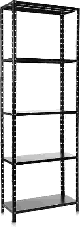 Estante de Aço, 5 Prateleiras, Estrutura Metálica Ajustável, Preta, Ideal para Casa,Escritório, Dispensa
