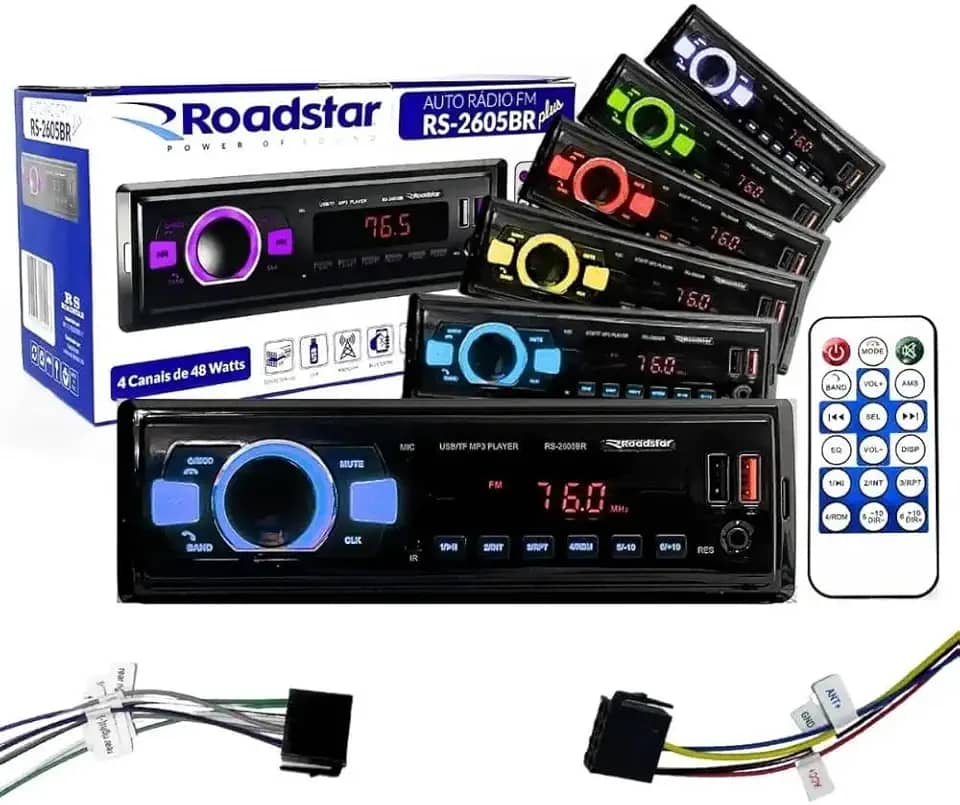 Rádio Automotivo Bluetooth Mp3 Player USB SD Roadstar - RS2605BR ES