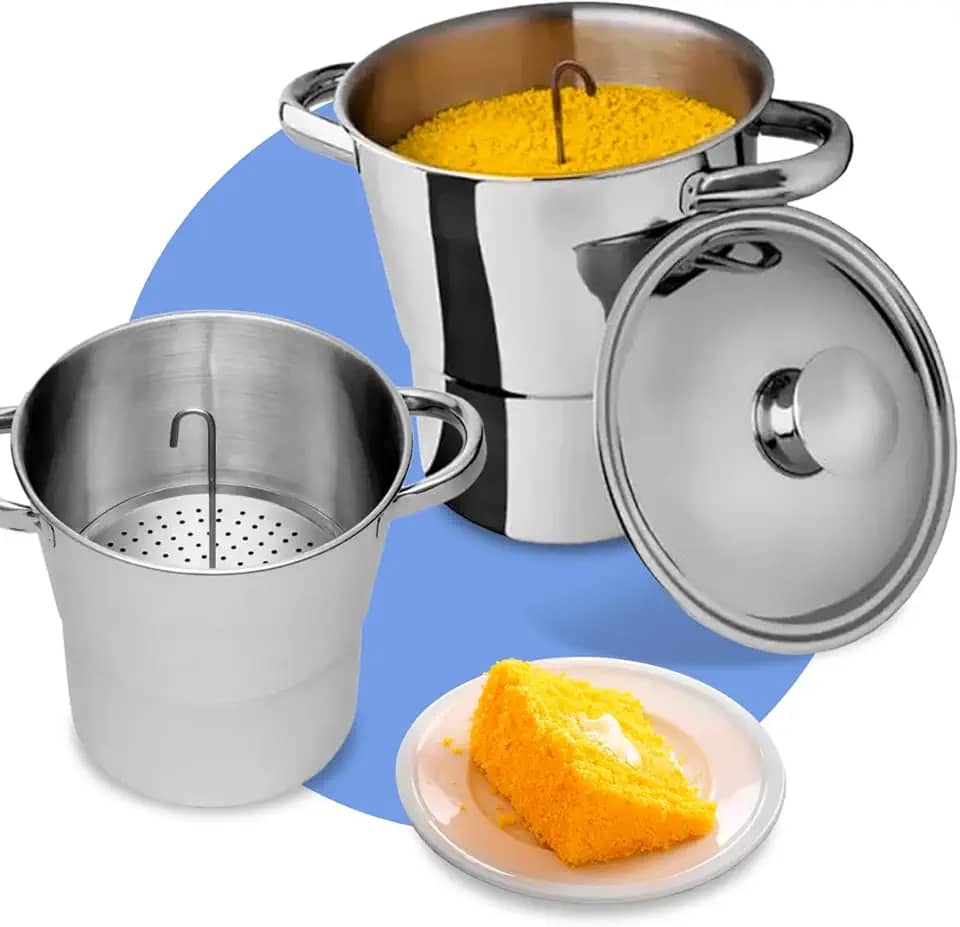 Cuscuzeira De Aço Inox Individual Nordestina, porção Família, Panela Prática Compacta Ideal Para Cozinhar No Vapor Cuscuz, Legumes 16cm, 2,5 Litros Com Tampa para fogões à gás, cooktop, Elétrico