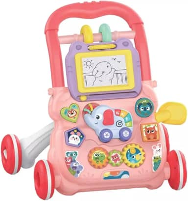 Andador Infantil Musical Didático Educativo Empurrador Bebê DM Toys DMB6751 Rosa