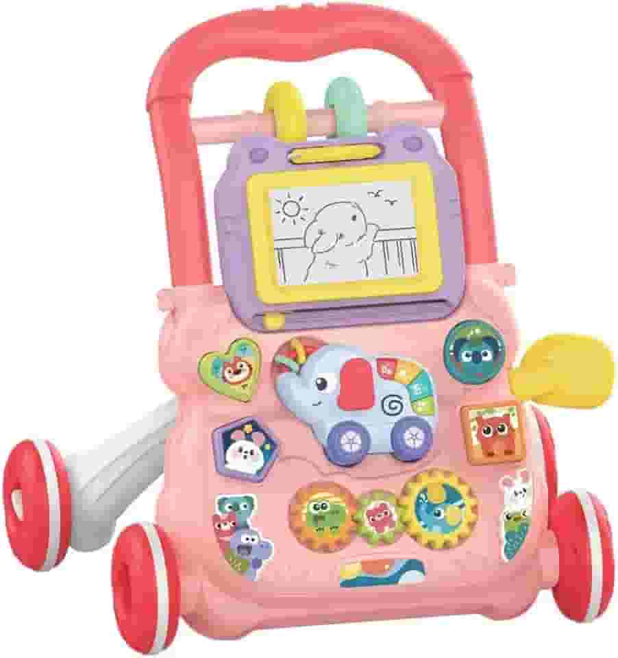 Andador Infantil Musical Didático Educativo Empurrador Bebê DM Toys DMB6751 Rosa