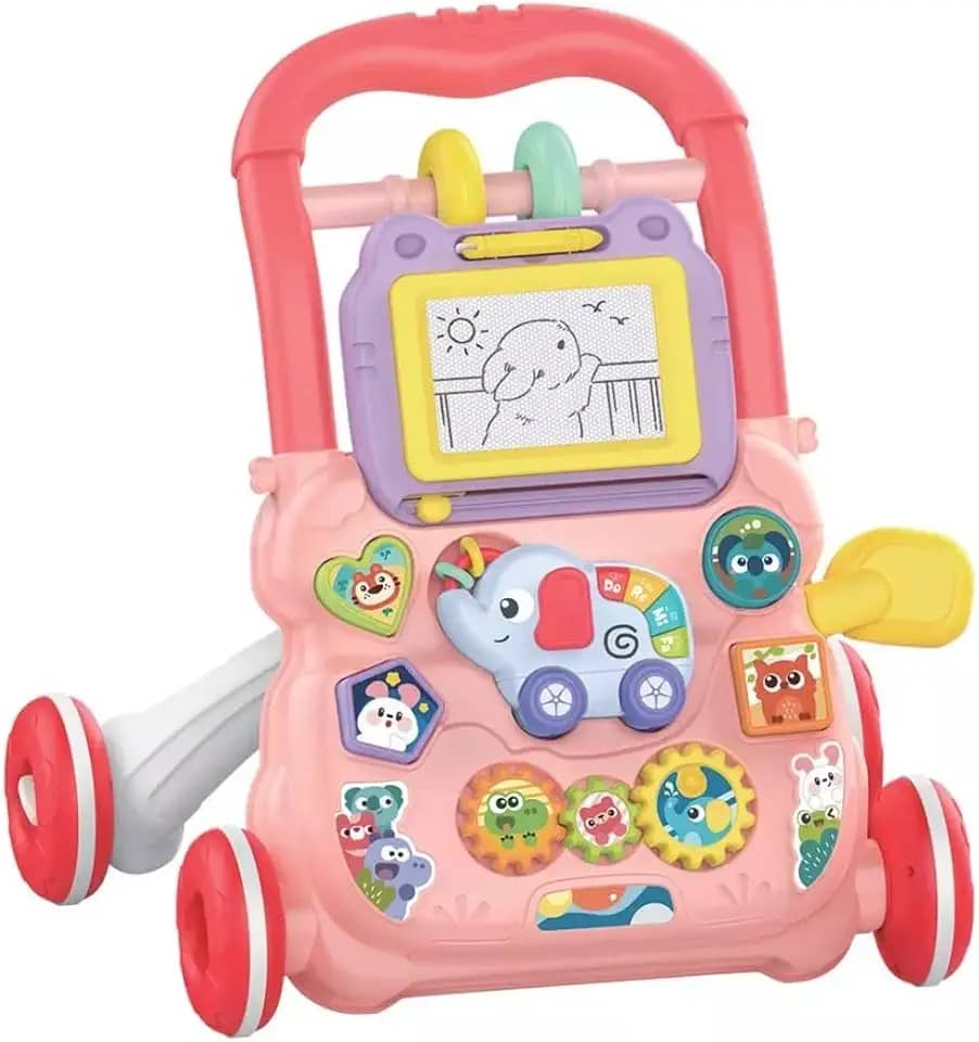 Andador Infantil Musical Didático Educativo Empurrador Bebê DM Toys DMB6751 Rosa