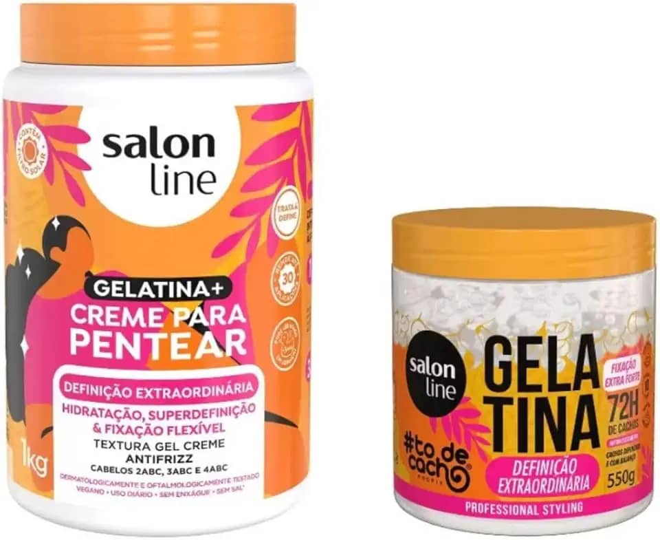 Salon Line Kit Definição Extraordinaria com Creme para Pentear e Gelatina #todecacho