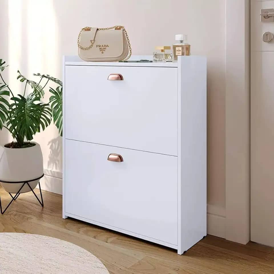 Sapateira 2 Gavetas Basculantes Organizadora Multiuso Armário Closet 12 Pares Quarto Hall De Entrada (Branco)