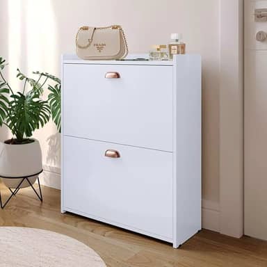 Sapateira 2 Gavetas Basculantes Organizadora Multiuso Armário Closet 12 Pares Quarto Hall De Entrada (Branco)