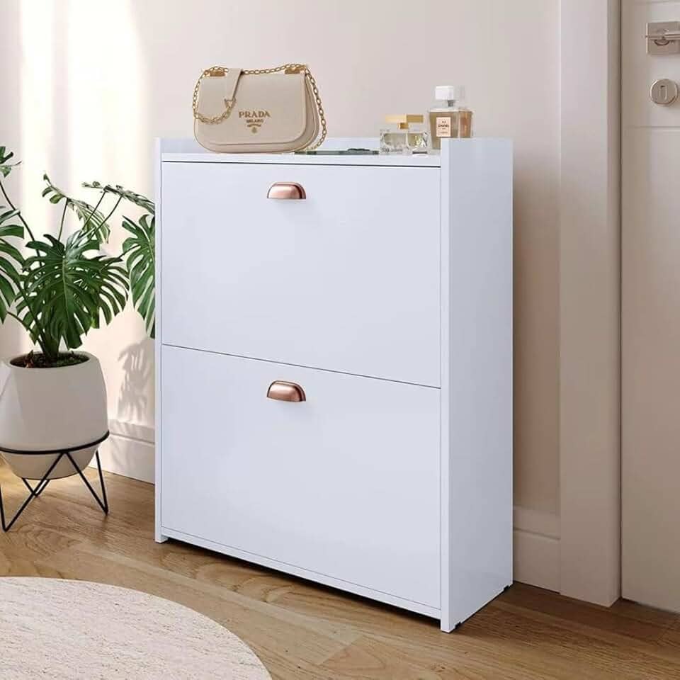 Sapateira 2 Gavetas Basculantes Organizadora Multiuso Armário Closet 12 Pares Quarto Hall De Entrada (Branco)