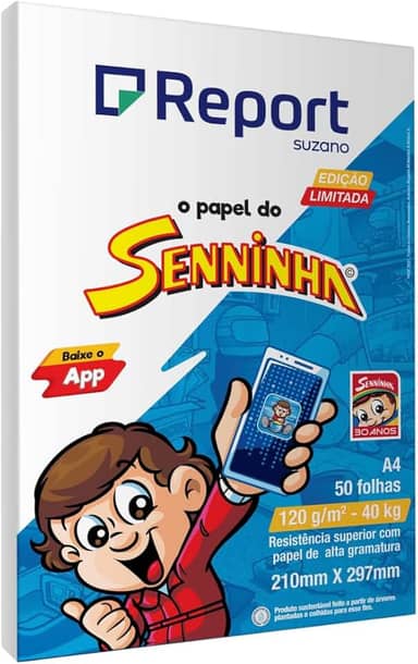 Papel Desenho A4 120g/m², Report Senninha, Branco, 50 Folhas