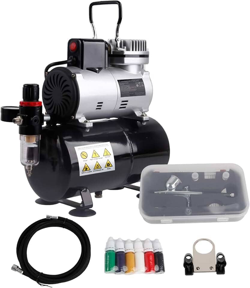 TIMBERTECH ABPST08K Compressor de aerógrafo conjunto completo com ventilador de refrigeração atualizado mini compressor pistola de aerógrafo e acessórios de aerógrafo