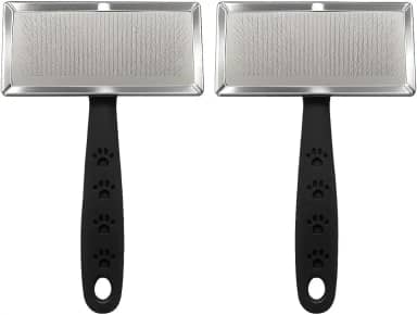 Escova Removedora de Pelos para Cães e Gatos, Pente Desembaraçador com Cerdas Finas de Aço Inox, Ideal para Remover Nós e Pelos Soltos