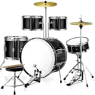 Bateria Acústica 2T Cromada Preto com Banco