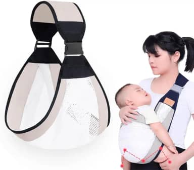 Sling Canguru Ergonômico para Bebê – Transversal Ajustável e Respirável | Conforto e Segurança para Recém-Nascidos até 48 Meses em 3 Posições(BEGE)