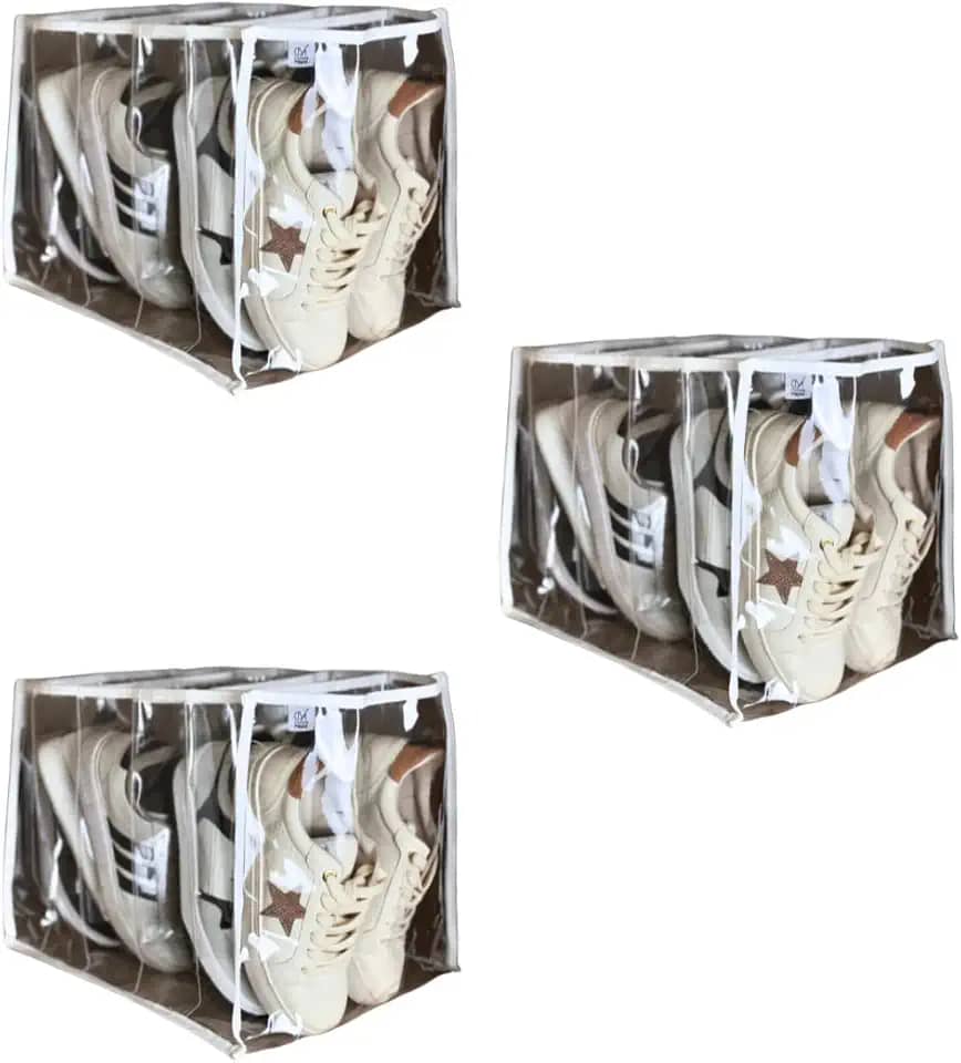 3 Colmeia Organizadora de Guarda Roupas Para Tênis Lençol Toalhas King Blusas Bolsas Sapatos - Acabamento Reforçado em Tecido Branco - XG 40x30x30 - Plástico Grosso Organizador de Closet