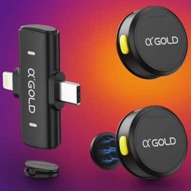 Microfone de Lapela Duplo Sem Fio Para iPhone (IOS) e Android, Transmissor Múltiplo Lightning e Android USB-C, Som Profissional Para Gravações De Vídeo, Transmissões Ao Vivo, YouTube, Podcast, TikTok