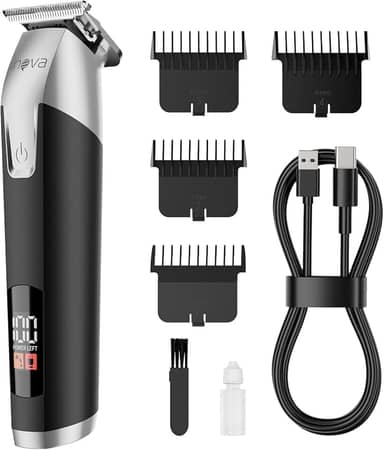 Inova 5W Máquina de Cortar Cabelo Elétrica LFJ-13149, 1200mah Acabamento Multiuso Usb Barba Cabelo Bigode Bateria com duração de 2.5 horas com Visor LED e 4 Pentes Limitadores (Preto)