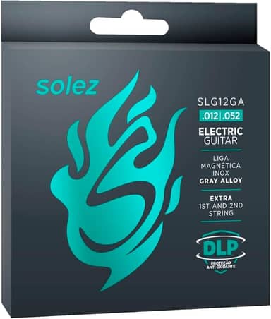 Encordoamento Solez Para Guitarra SLG Gray Alloy Aço Inox DLP Jogo de Corda Original Anti Oxidante Durável Resistente Brilho Timbre 0.09, 0.10, 0.11 e 0.12 Com Cordas Extras (0.12)