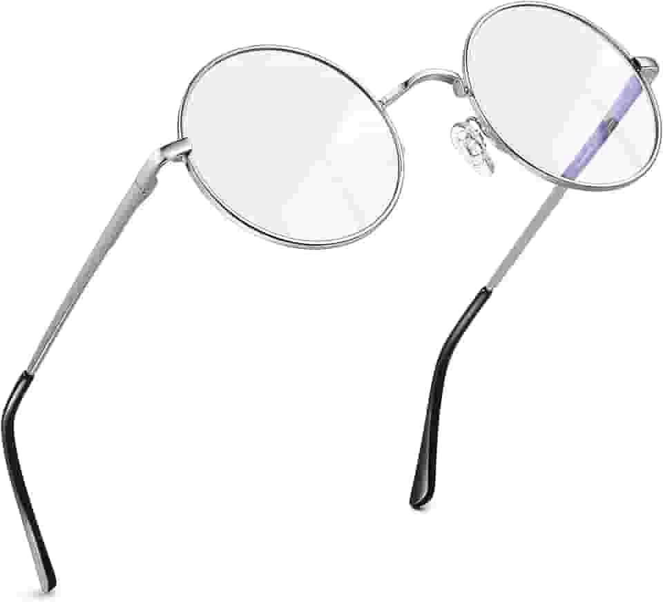Joopin Óculos Anti Luz Azul Redondo Masculino Feminino Armação de Metal Circular Bloqueio de Luz Azul para Computador Gamer Jogos Tevê