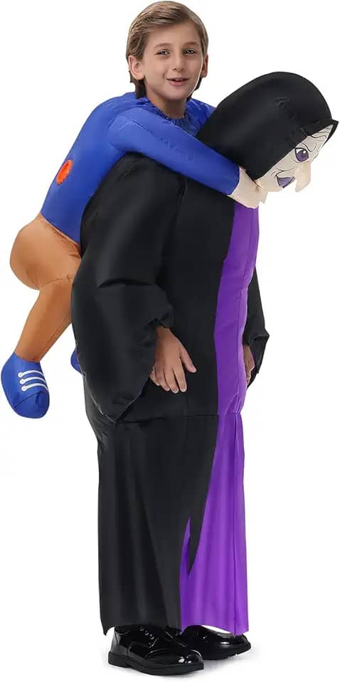 XYJKIDSES Fantasia de bruxa inflável infantil de Halloween divertida com design realista, perfeita para festas e cosplay