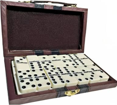 VxGroup Dominó de Osso Profissional 10mm com Maleta Couro 28 Peças