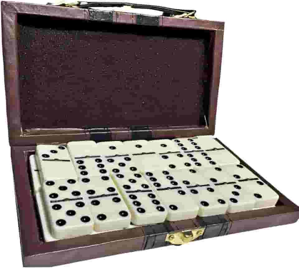 VxGroup Dominó de Osso Profissional 10mm com Maleta Couro 28 Peças