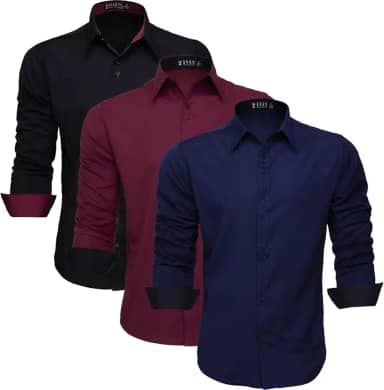 Kit 3 Camisa Masculina Slim Social Manga Longa Fácil de Passar 3K357