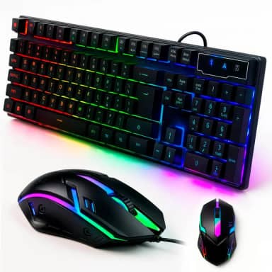 Kit Teclado e Mouse Gamer com Fio RGB ABNT2 – Iluminação LED, Anti-Ghosting, 1600 DPI, USB Plug & Play para PC e Notebook, com Digitação Silenciosa, Confortável e Precisa.
