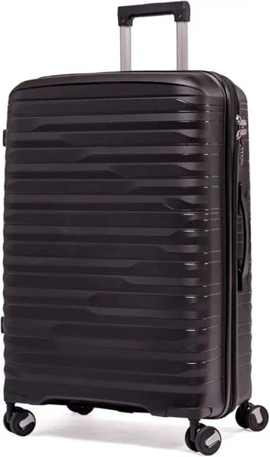 Mala De Viagem Grande Expansível 32Kg Polipropileno 8 Rodas 360 Giratória Para Despachar Rígida Leve Tamanho G Viagem Internacional Resistente (PRETO, Grande)