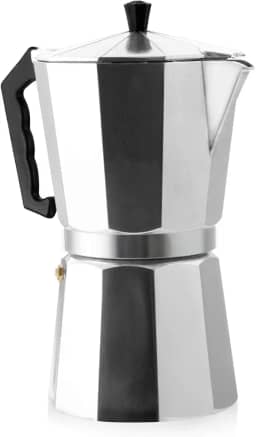 Mimo Style Italiana Expresso Cafeteira de Aluminio com Alça para 12 Cafézinhos, Prata, 600 ml