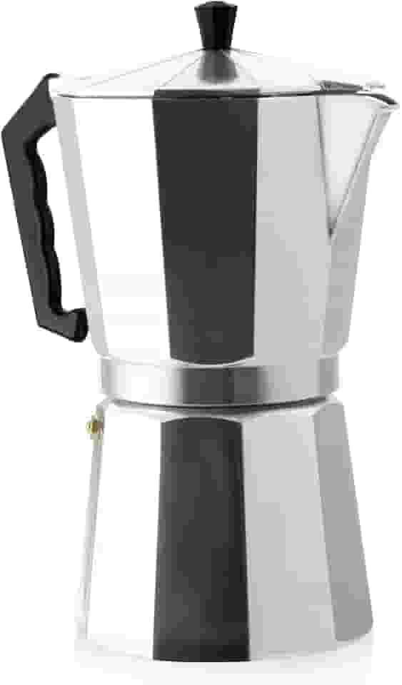 Mimo Style Italiana Expresso Cafeteira de Aluminio com Alça para 12 Cafézinhos, Prata, 600 ml