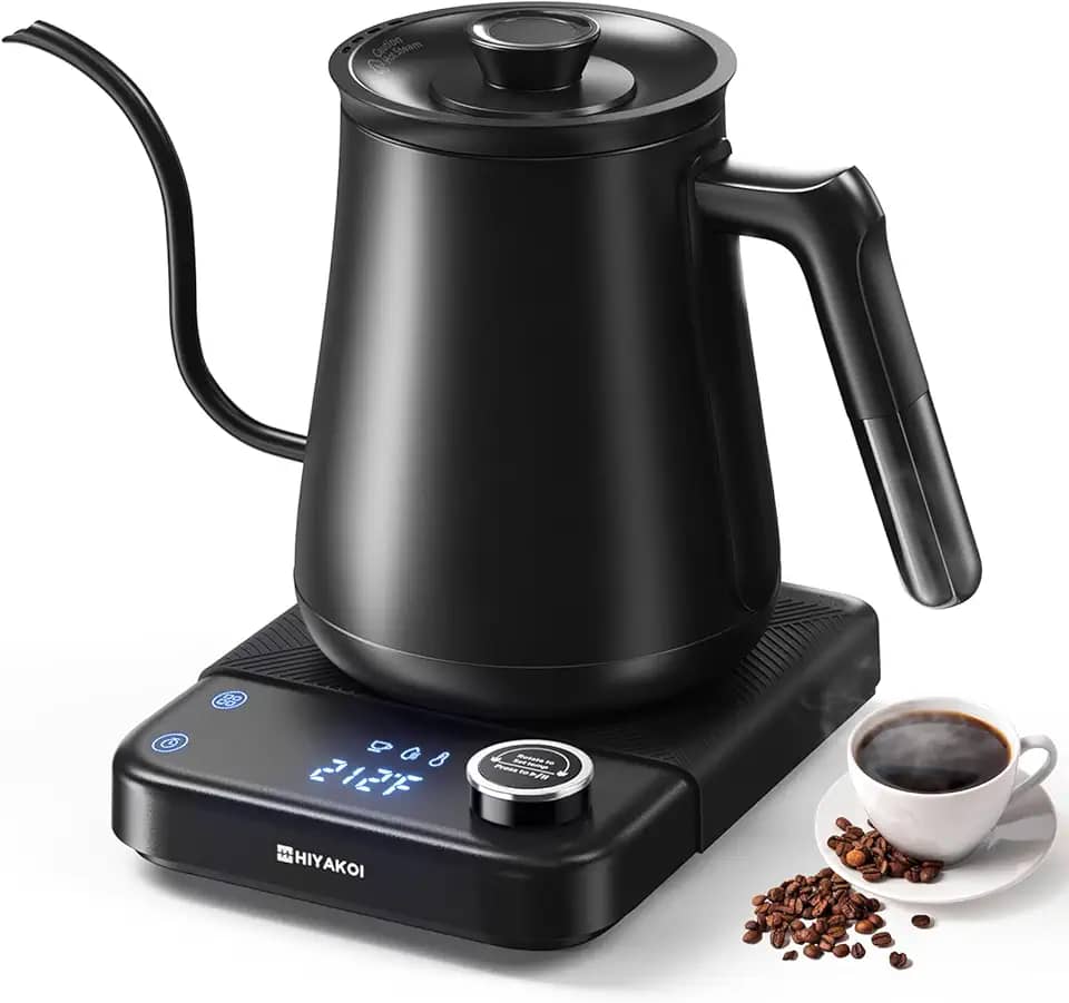 Chaleira elétrica, chaleira elétrica HIYAKOI pescoço de ganso com controle de temperatura, chaleira para café e chá, chaleira elétrica de aço inoxidável de aquecimento rápido de 1200 W, mantém quente,