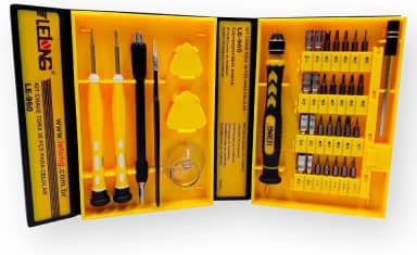 KIT COMPLETO DE CHAVES PARA ABRIR E REPARAR CELULAR COM 36 PEÇAS COM PINÇA E PALHETAS PARA IPHONE, IPAD, SAMSUNG, MOTOROLA UNIVERSAL COM MALETA