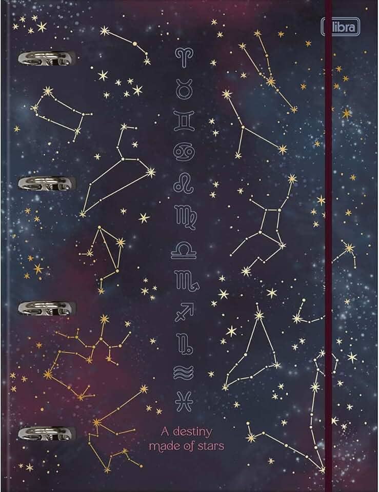 Tilibra - Caderno Argolado Cartonado Universitário com Elástico Magic 80 Folhas, multicolorido - Item sortido: não é possível escolher a capa