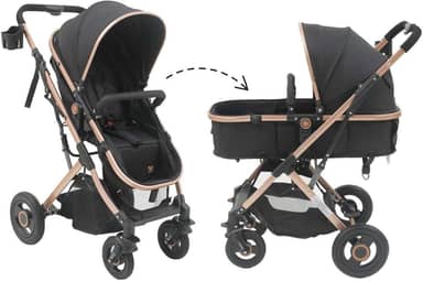 Carrinho Passeio Bebê Moisés Reversível Elysian Maxi Baby (Preto)