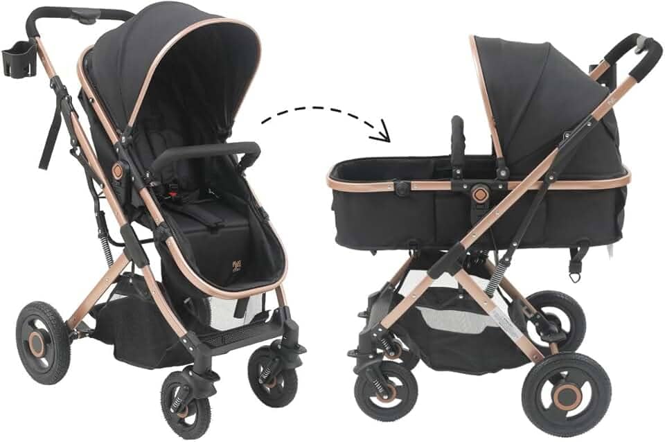 Carrinho Passeio Bebê Moisés Reversível Elysian Maxi Baby (Preto)