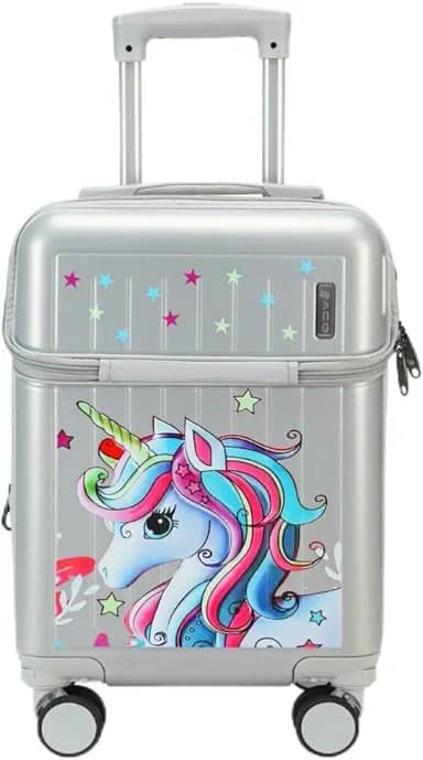 Mala Viagem Infantil Bordo Escolar Passeio Rígida Expansível Decorada (Prateada)