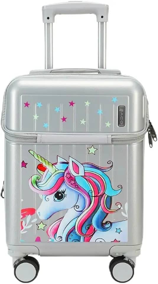 Mala Viagem Infantil Bordo Escolar Passeio Rígida Expansível Decorada (Prateada)