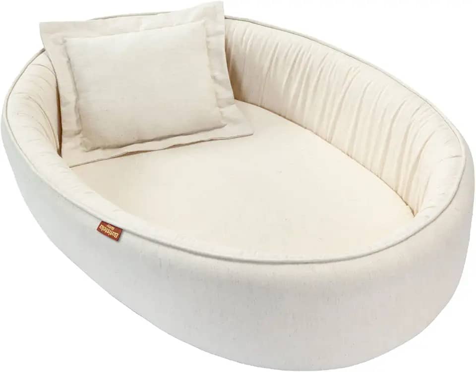 Batistela Baby Ninho redutor de berço linho c/travesseiro bege, Tamanho: 1 Contagem (Pacote de 1)