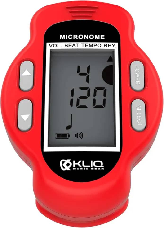 KLIQ MicroNome - Metrônomo digital recarregável com clipe USB, (micronome, vermelho)