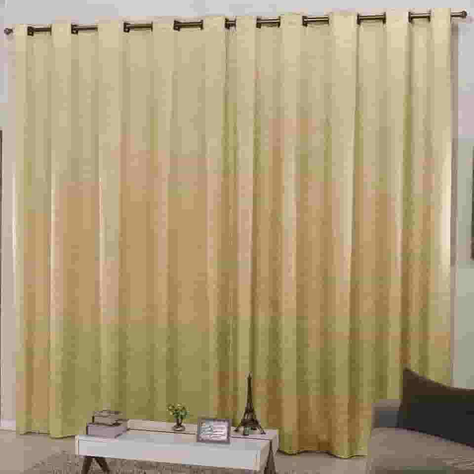 Cortina para Sala e Quarto 3,00m Larg. x 2,50m Altura Tecido Cetim Amassadinho - Dourado