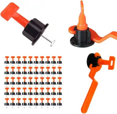 Kit 50 Nivelador de Piso Reutilizável Espaçador Porcelanato Agulha Substituível + Chave Aplicadora