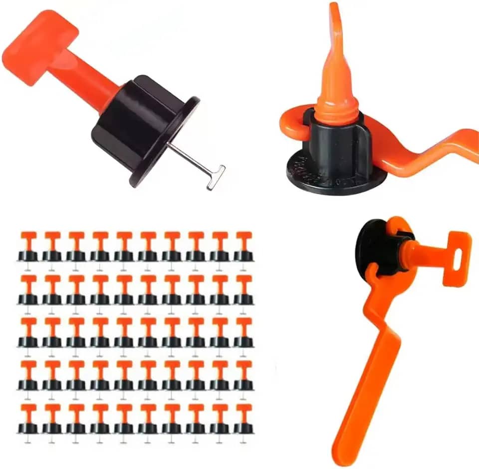 Kit 50 Nivelador de Piso Reutilizável Espaçador Porcelanato Agulha Substituível + Chave Aplicadora