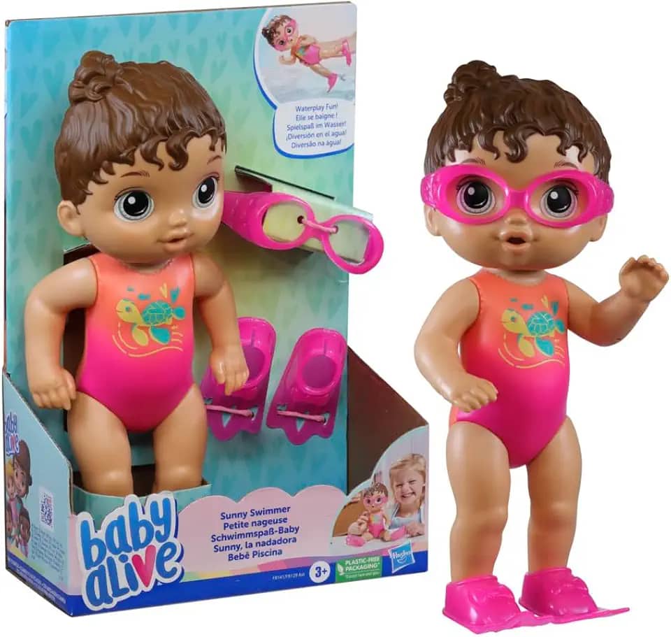 Boneca Baby Alive Sunny Swimmer - Cabelos Castanhos 25 cm - F8141 - Hasbro